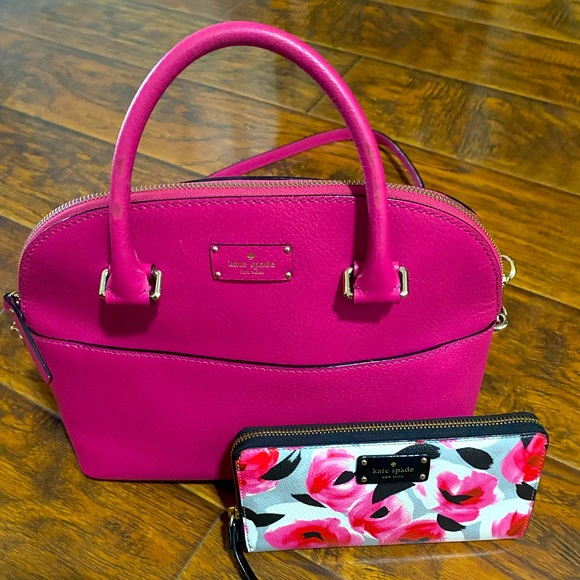 Kate Spade Hot Pink Satchel with wallet - Picture 1 of 12